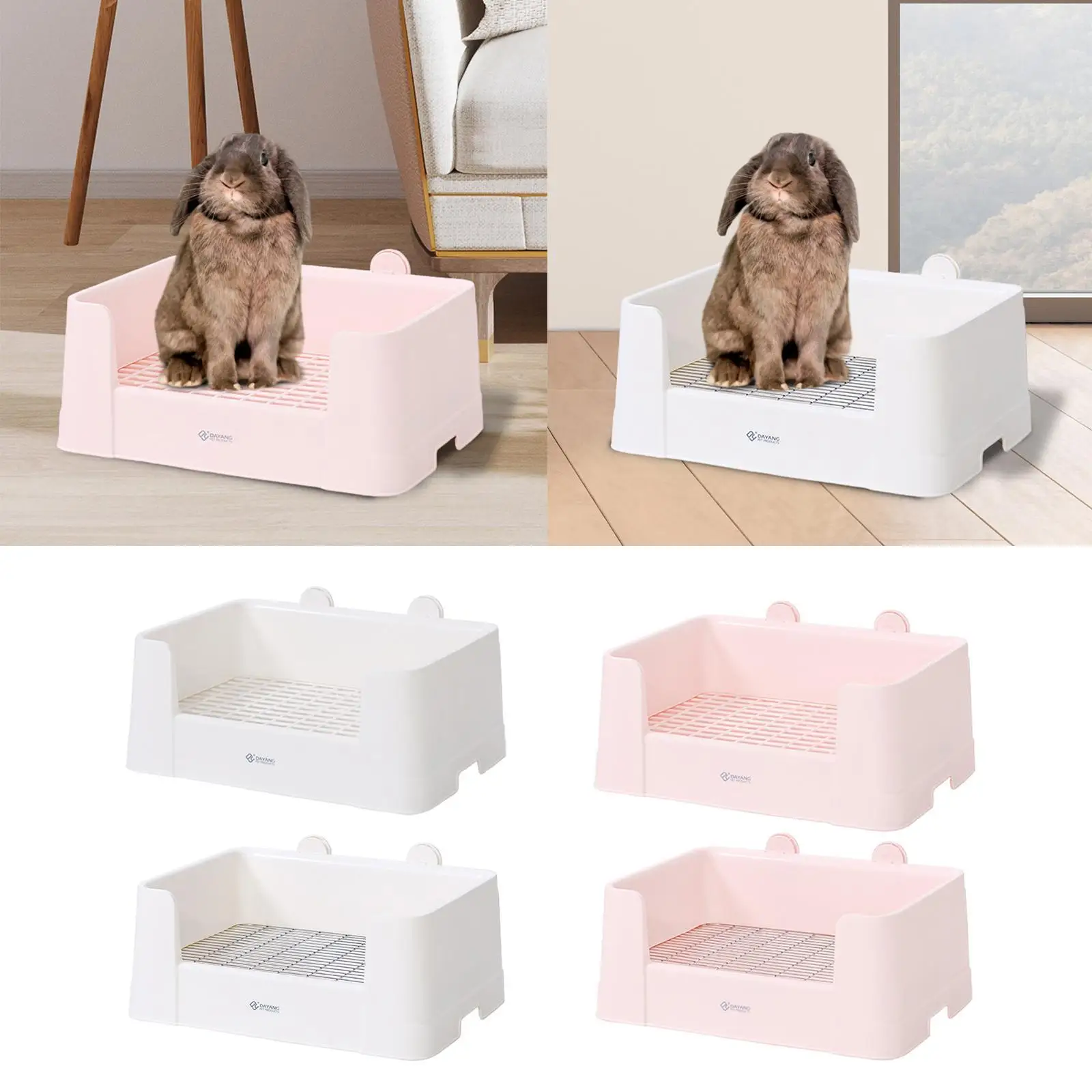 Rabbit Pad Holder Cute Easy to Clean Anti Splashing Litter Tray Potty Trainning Pet Bedpan for Bedroom Home Office Rabbit Bunny