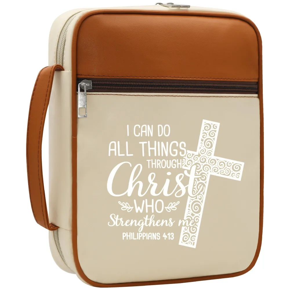 Inspirational Bible Cover with Handle and Zipper Closure