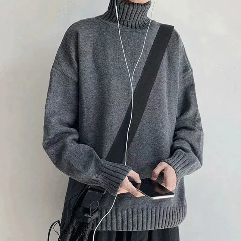 

Retro Turtleneck Pullover Men's Loose Bottom Knitwear Autumn and Winter Thickening New Fashion Mens Clothes