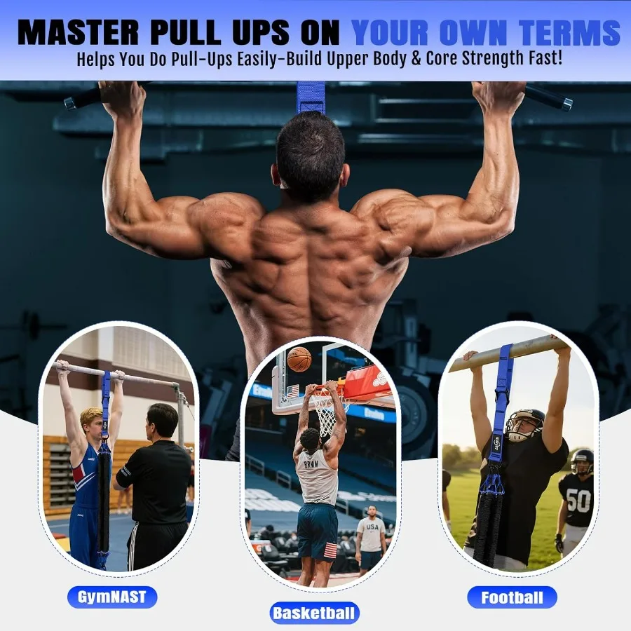 Pull Up Bands, Heavy Duty Resistance Bands with Handle, Workout Bands for Pull Up Bar, Pullup Assist Band Set for Exercise, Full