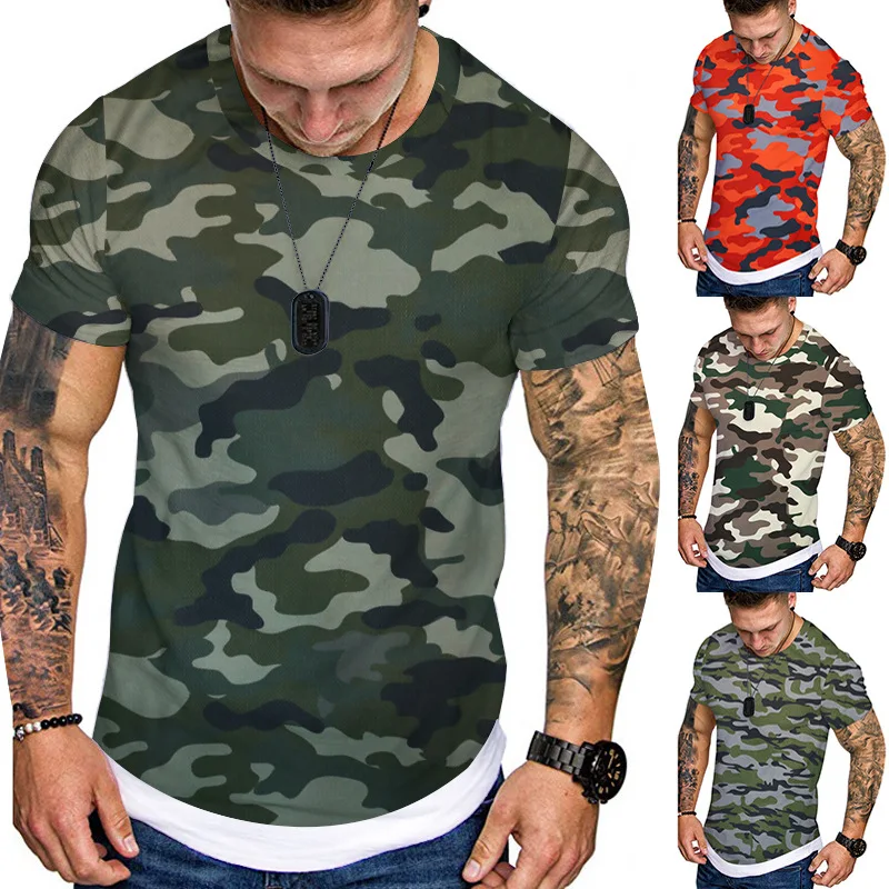 

2023 New Summer Fashion Camouflage T-shirt MenCasual O-neck Cotton Streetwear T Shirt MenGym Short Sleeve T Shirt Men Clothing