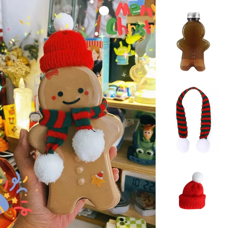 Cute Gingerbread Man Drinking Cup Portable Shaker Drink Bottle Christmas  Tree Cookie Packaging Boxes Milk Tea Water Bottle Gifts