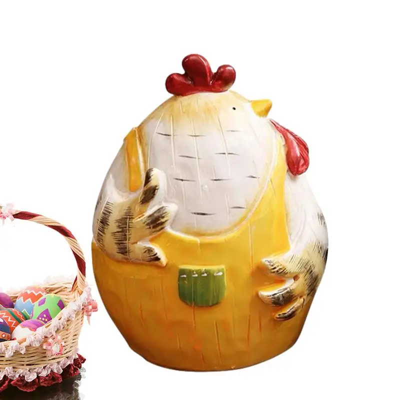 Chicken Hen Statue Retro Easter Chicken Figurine Resin Chicken Desk Decor Spring Chicken Decoration Indossando Bei Vestiti