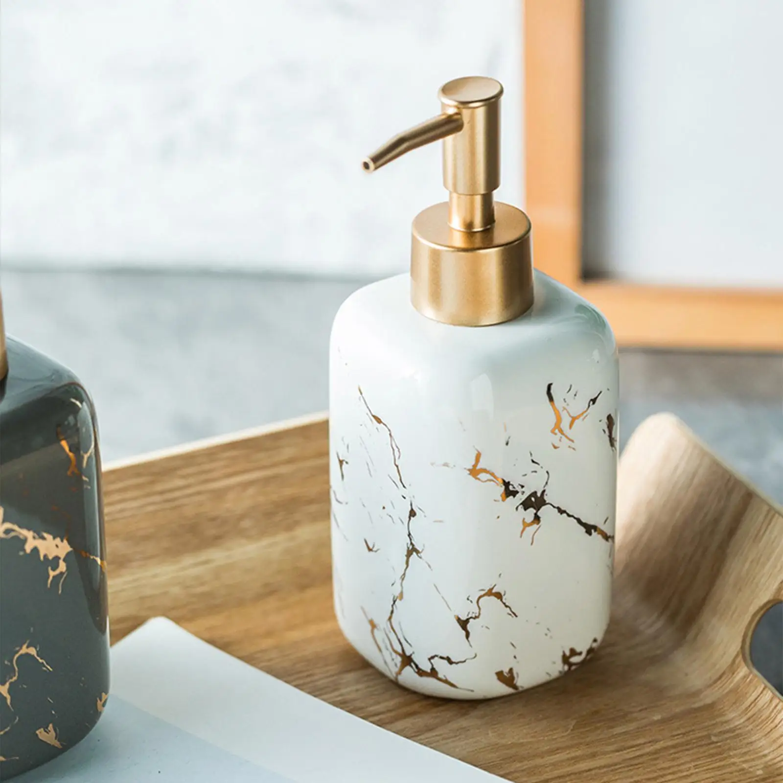 Marble Pattern Soap Dispenser Lotion Bottle Shower Gel Shampoo Bottle Decorative 300ml Luxury Pump for Bathroom Home Restaurant