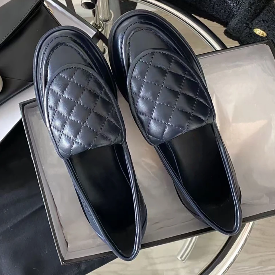 Shoes For Women 2023 Genuine Leather Slip-On Women's Shoes for Round Toe Classic Ladies Shoes Comfortable Flat Bottomed Loafers