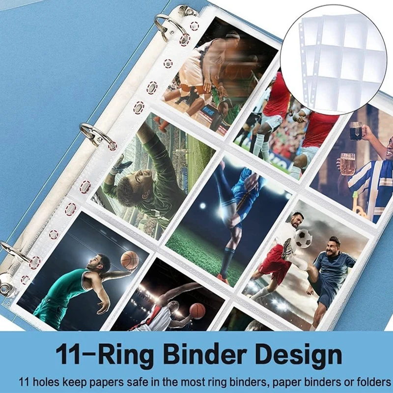 A4 Size 9-Pocket Double-Sided Trading Card Album Binder with Storage Sleeves
