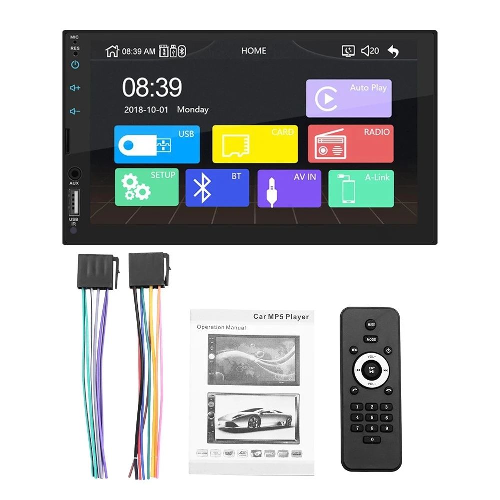 

7" Car Radio Apple/Andriod Carplay BT Car Stereo Touch Screen Double 2Din+Camera Bluetooth Touch Screen Head Unit Support Rear