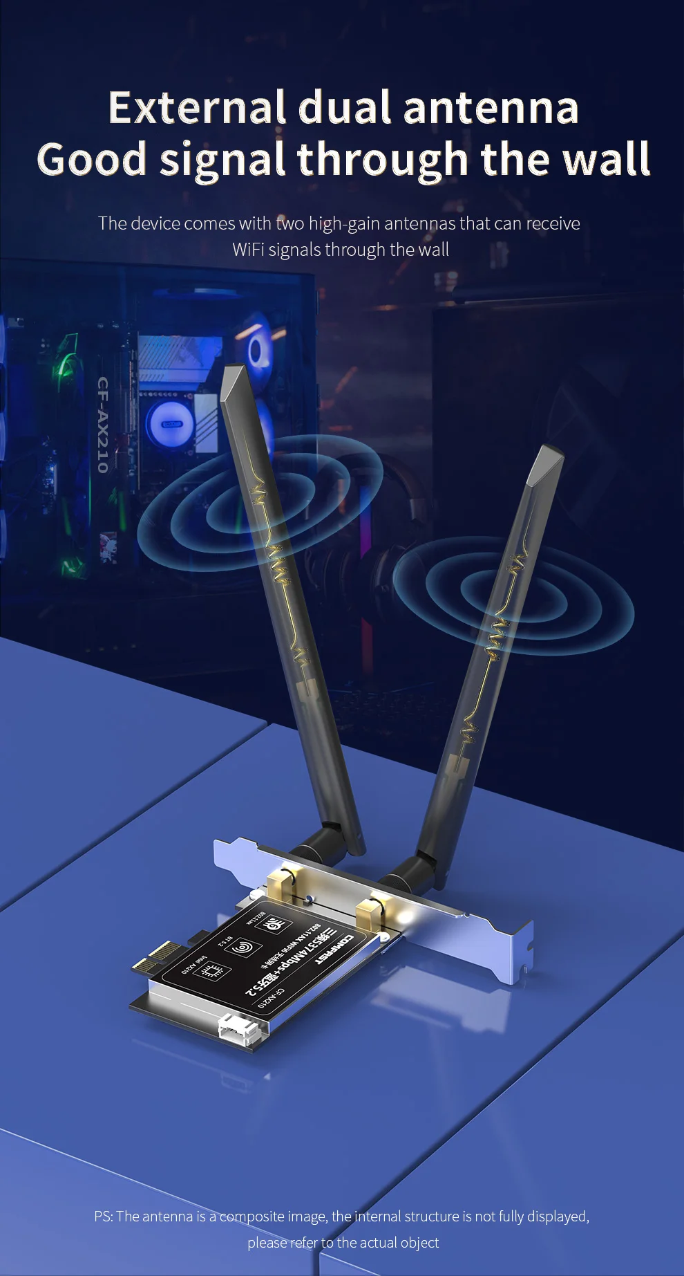 인텔 PCIe 어댑터, 데스크탑 Win11 10 용 무선 네트워크 카드, AX210, AX5400, WiFi6E, 2.4G, 5G, 6GHz, WiFi 6e, 802.11ax, ac, 블루투스 5.3