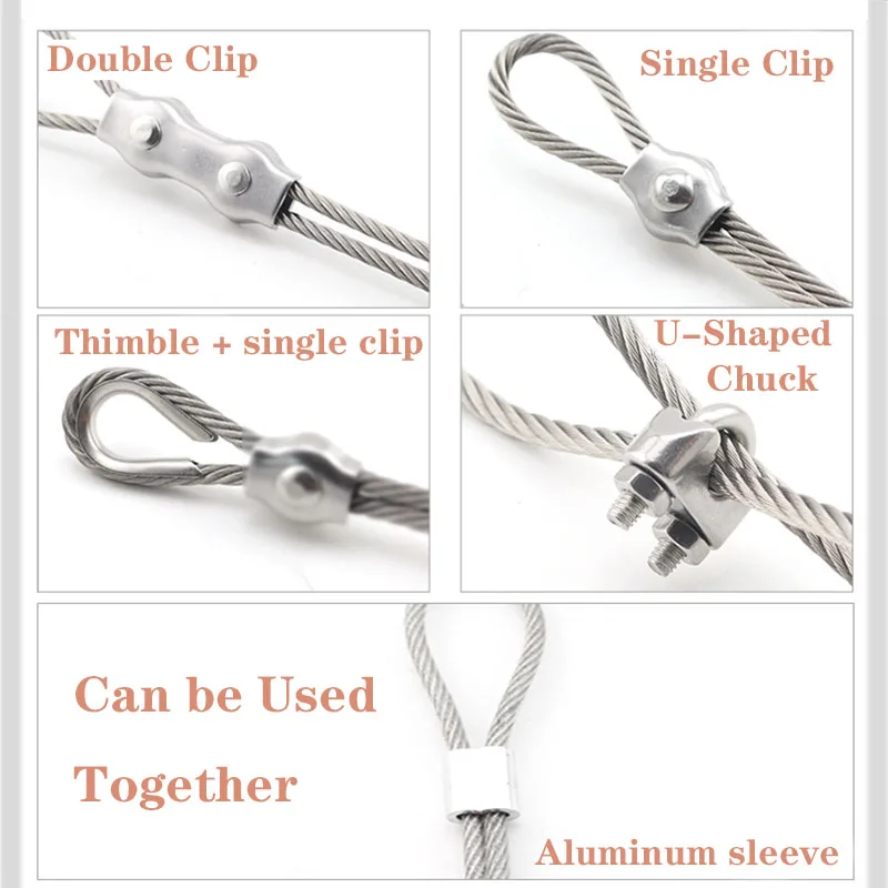 4mm Diameter Braided Stainless Steel Wire Rope Tension Soft Fishing Lifting  Cable 7*19 Clothesline Flexible Durable 5M 10M Lengt