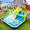 7 in1 Inflatable slide water park bouncing house outdoor garden bouncer with Whack a mole games & Splash pool & Target games & W 1