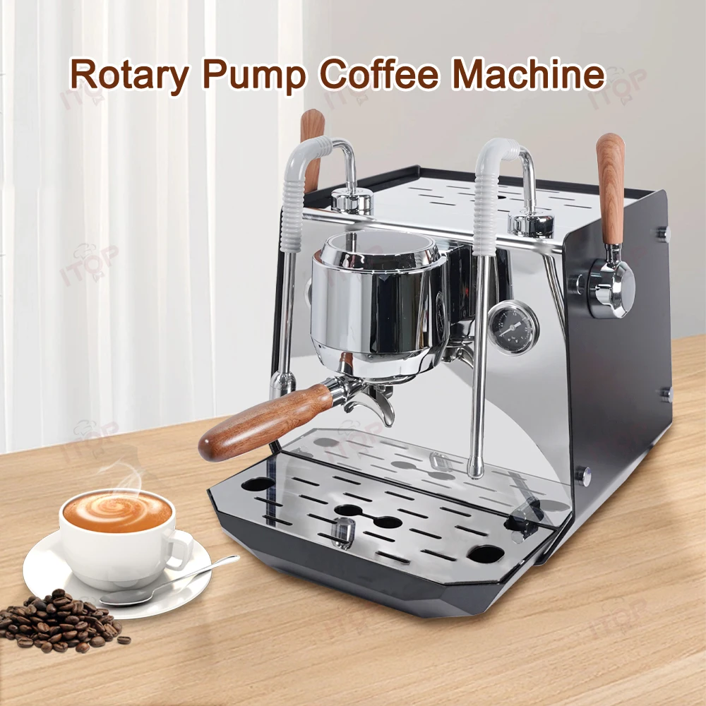 Rotary Pump Coffee Machine Espresso Coffee Maker 0.5L+1L Boilers PID Temperature Control Connect External Water