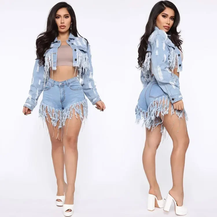  Summer Trendy Woman Indie Skinny Summer Shorts S-3XL Tassel Blue Black Denim Shorts Fashion Sexy Tasse Solid Jeans Shorts