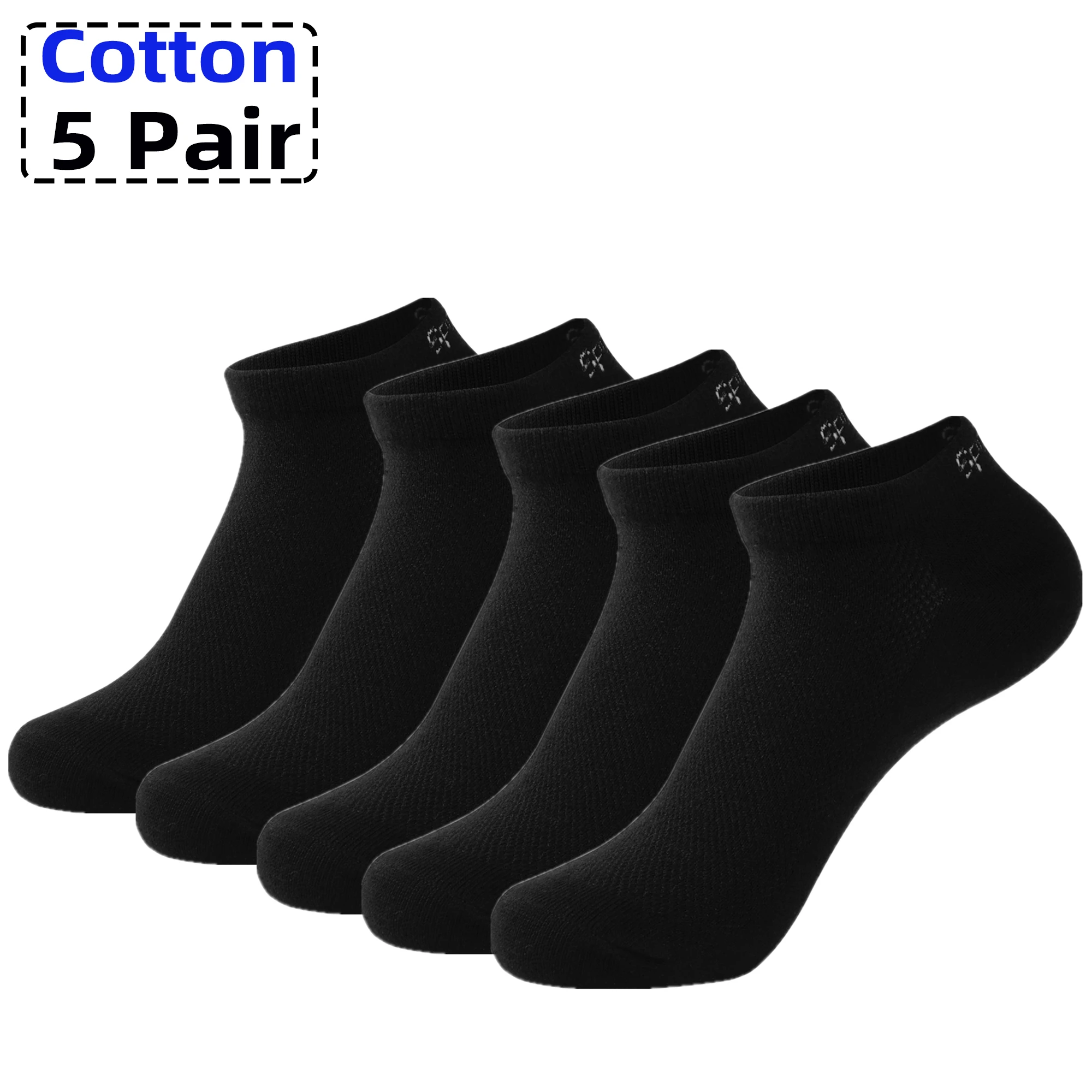 5 Pair High Quality Men Ankle Socks Breathable Cotton Sports Socks Mesh