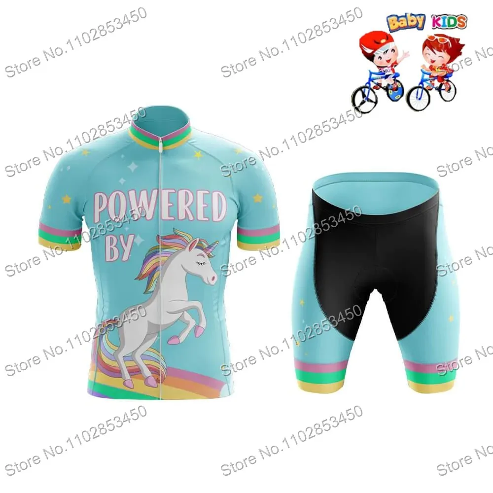 Kids Funny Unicorn Cartoon Cycling Jersey Set Summer Boy Girls Cycling Clothing Children Road Bike Tops Bicycle Suit MTB cycling jersey cycling suit cycling jersey set