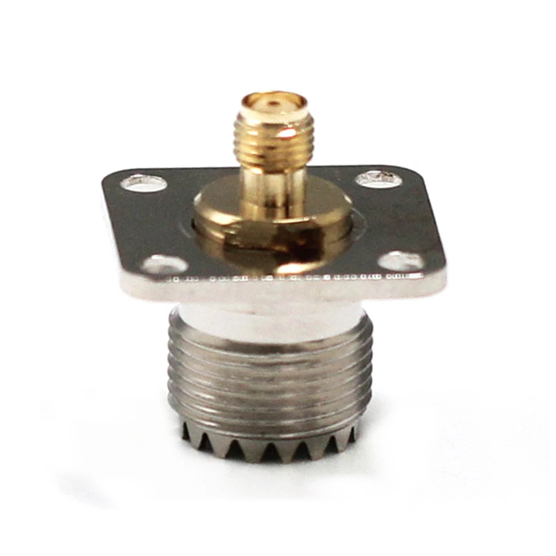 1pc UHF Female Jack To SMA  Female Jack RF Coax Adapter Modem Convertor Connector 4-hole Panel Mount  Goldplated  Wholesale