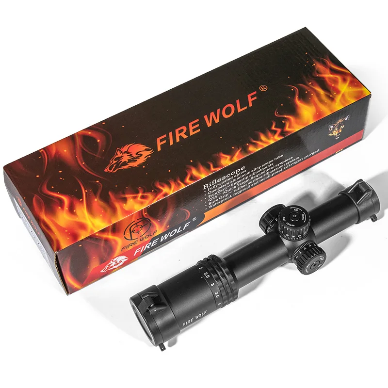 FRIE WOLF Silver 1-4X24 Riflescopes Rifle Scope Red Dot Hunting  w/ Mounts For AR15 AK