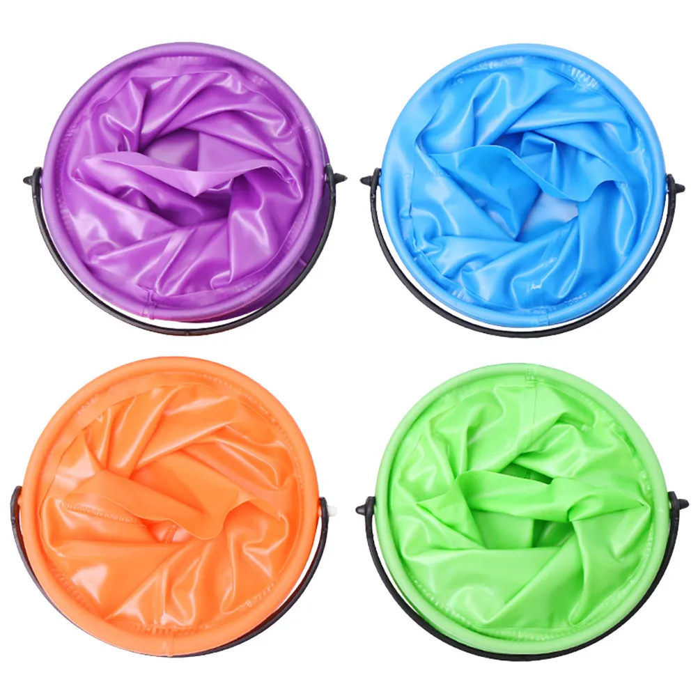 4Pcs 접이식 다채로운 페인팅 브러쉬 청소 버킷 공간 절약 낚시 그리기용 경량 플라스틱 물 저장 버킷