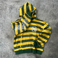 Y2K Street Kid Zip Up Hoodie Stripe Rivet Embroidery Pattern Sweatshirt New Men Hip Hop Fashion Streetwear Unisex Boxy Clothing - Image 3