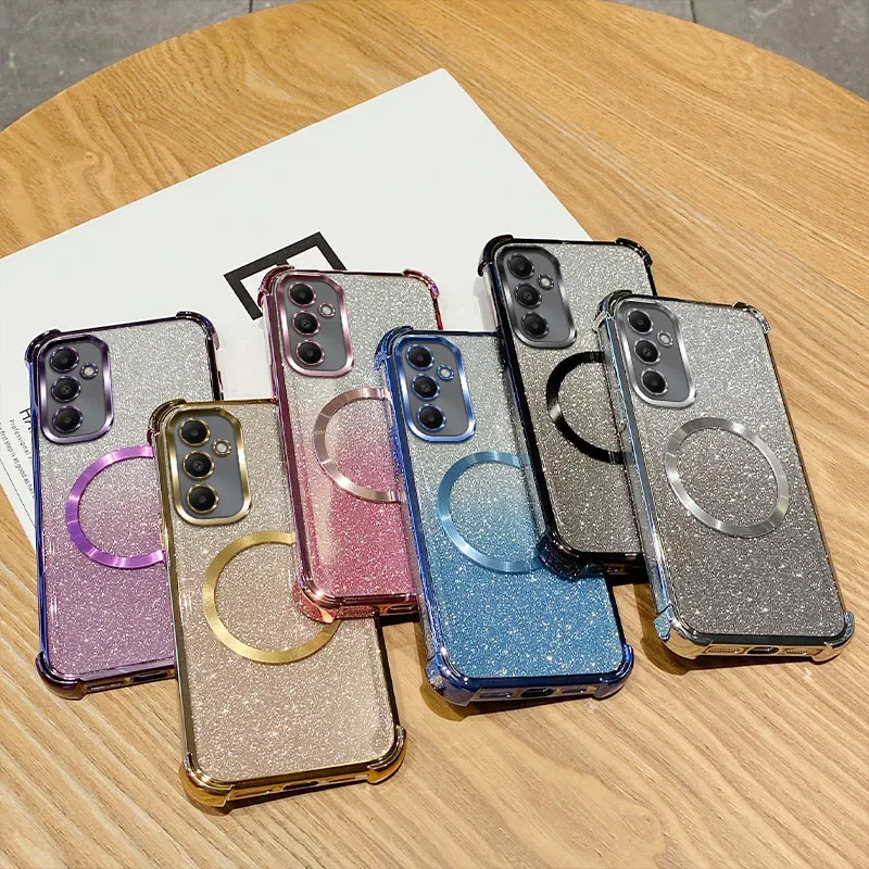 Überzug Stoßfest Klar Magnetring Telefon Fall Für Samsung Galaxy A05S A04S A03S A02S A52S M02 M12 M22 M32 4G Glitter Abdeckung_voghion.com