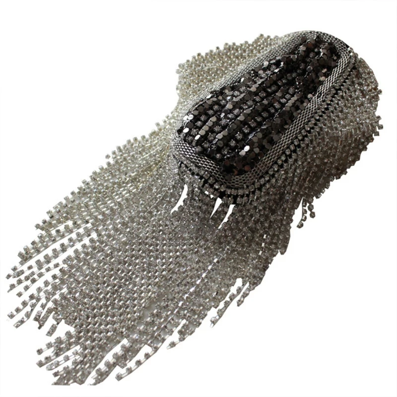 

Handmade Bead Sewing Metal Fringed Epaulettes Pants Shoes Decoration Beautiful Elegant Accessories 10.5x3.5cm