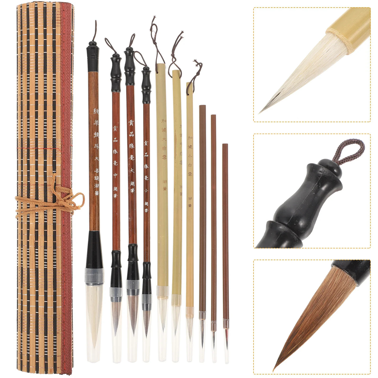 

Chinese Calligraphy Brush Set Watercolor Brushes Sumi Painting Art Supplies Bamboo Brush Holder for Beginners