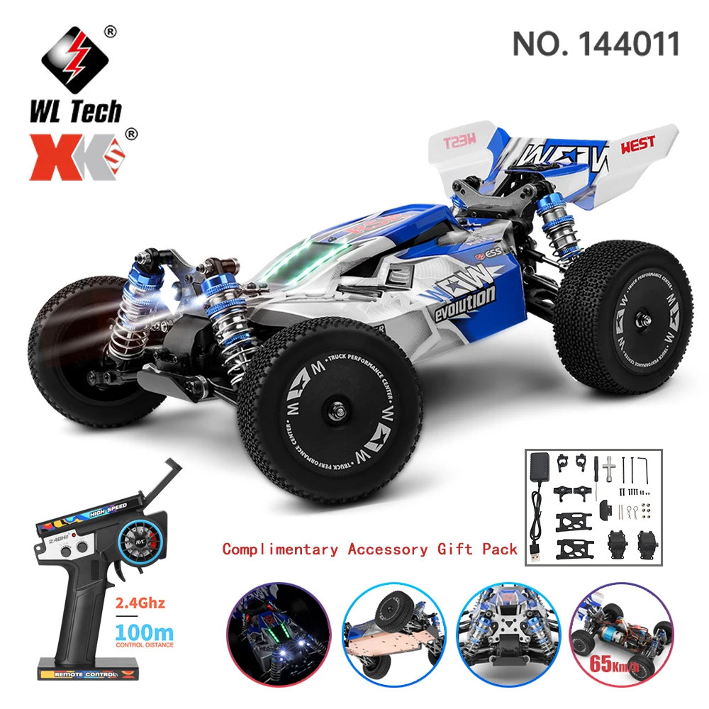 WLtoys 남아용 RC카 144011 4WD LED 장난감, 리모컨 드리프트 오프로드 게임 레이싱 모델, 어린이 선물, 144001 업그레이드 스타일, 신제품