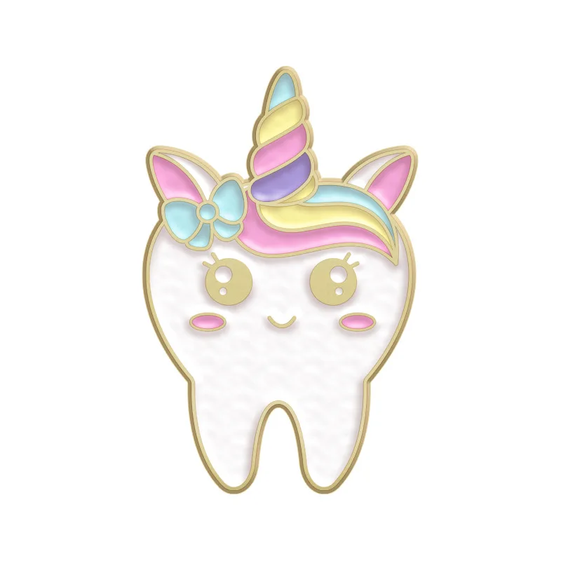 Novelty Crystal Teeth & Toothbrush Brooch Pin - Fun Jewelry For Dentists, Alloy Zinc, 1.38x1.6 Inch