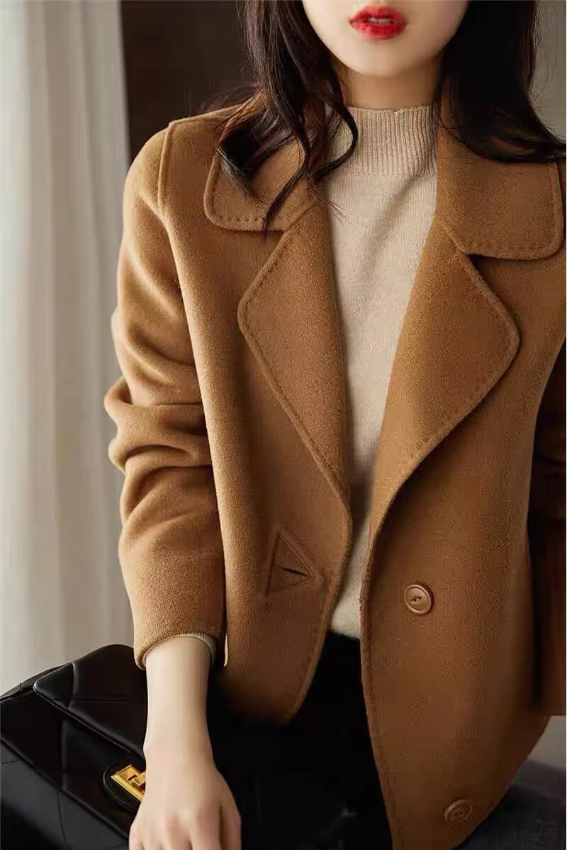 

Women Coat Short Style Coat Women Winter Jacket Mainland China Casacos Femininos Inverno 2023 Solid Color Wool Coat Women