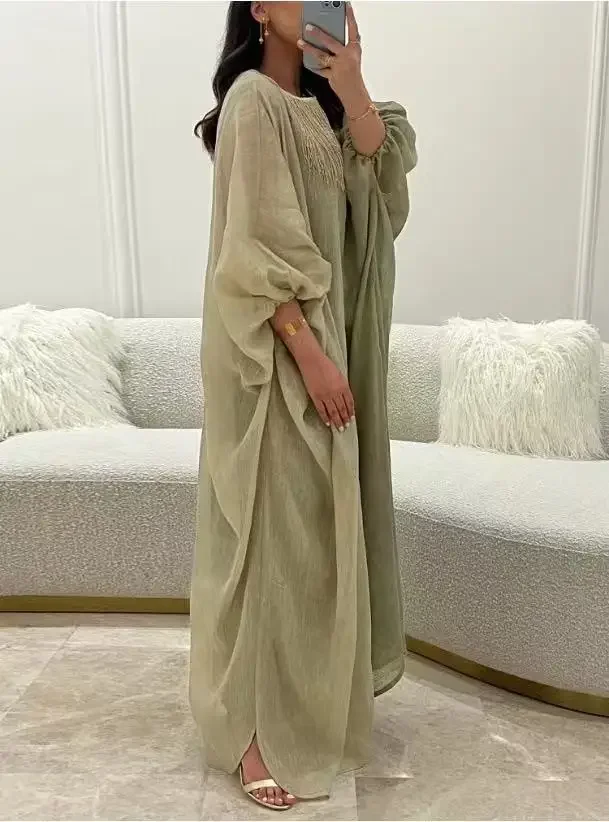 أزياء فضفاضة اللباس الأنيق س الرقبة شرابة فضفاضة ا...