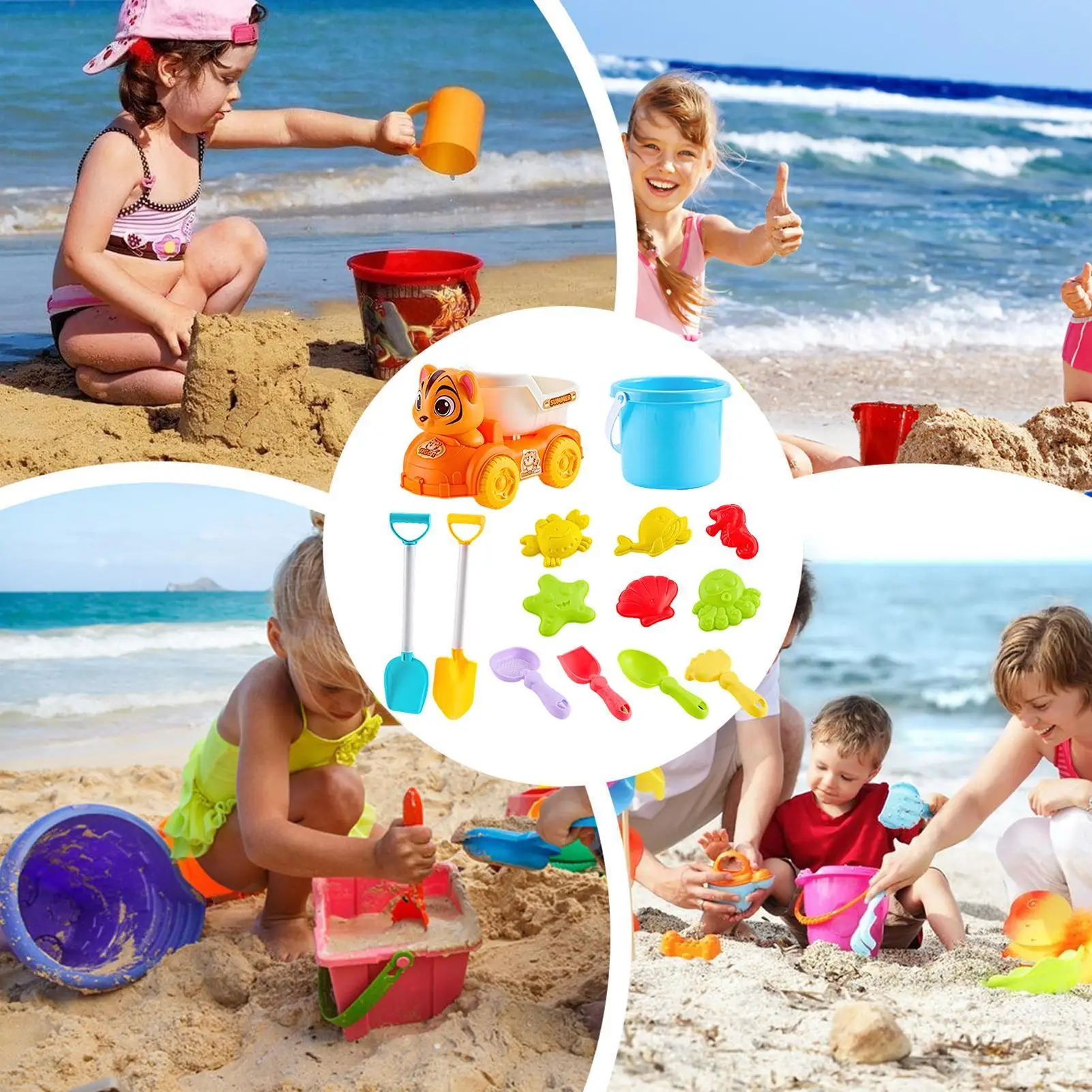 Strandsandleksaker set med formar hink och spadar för barn_voghion.com