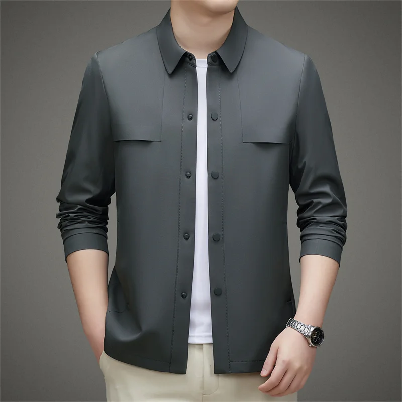 

Men's Korean Fashion Short Turn Down Collar Youth Jacket 2023 New Spring and Autumn Men Smart Casual Outerwear & Coats