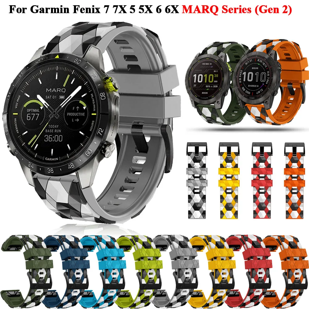 

Strap For Garmin MARQ Athlete Adventurer Golfer Captain Aviator Epix Gen 2 Quickfit 22 26mm Fenix 7x Silicone Watchband Bracelet