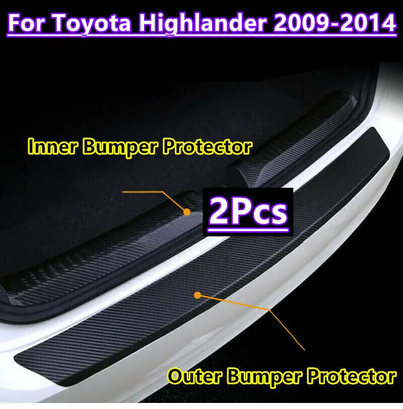 

2X Car PU Leather Rear Bumper Protector Plate Cover Trim For Toyota Highlander 2009 2010 2011 2012 2013 2014