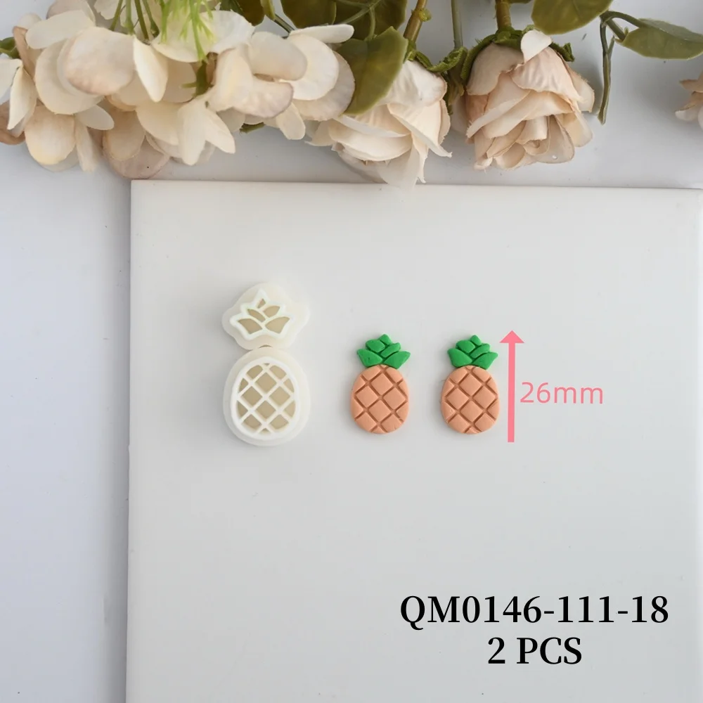 Fruits Series Polymer-Schneideformen, Zitrone/Avocado/Wassermelone/Banane/Heidelbeere/Traube/Pfirsich/Ananas-Form, Ohrringe, Tonformen – Detail 19