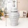 Nordic White flower vase Home Living Room Decoration Ceramic General Jar Tea Seal Jar Ceramic Storage Jar home decoration 4