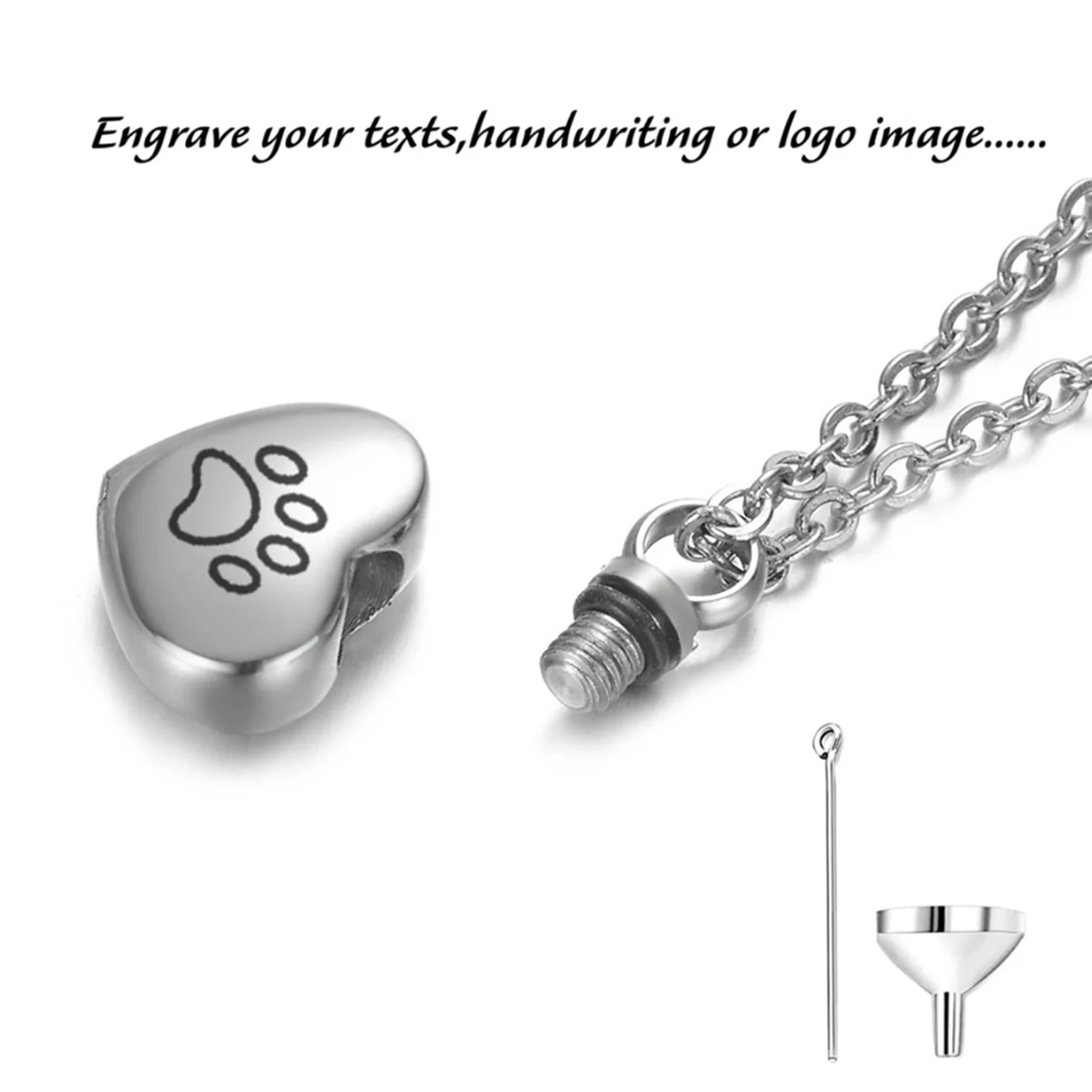 Ciondolo Urna Cremazione In Acciaio | Cuore Per Ceneri Con Kit Di Riempimento - Foto 9