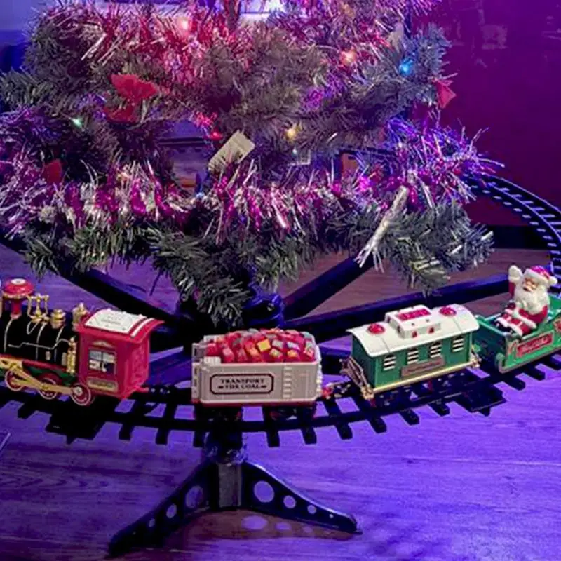 

Christmas Train For Tree Car Electric Toys Railway Cars Racing Track With Music Santa Claus Navidad Decorations Gifts