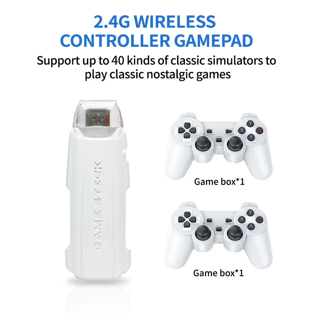 

40000 Retro Wireless Controller X2 MAX Video Game Console 128G Built-in TV Game Stick 4K HD for GBA Handheld Game Player Console