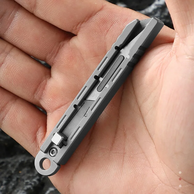 티타늄 합금 아트 나이프 열쇠고리, 휴대용, 날카로운, 교체 가능한 칼날, 작은 칼, 야외용 휴대용 종이 절단 칼