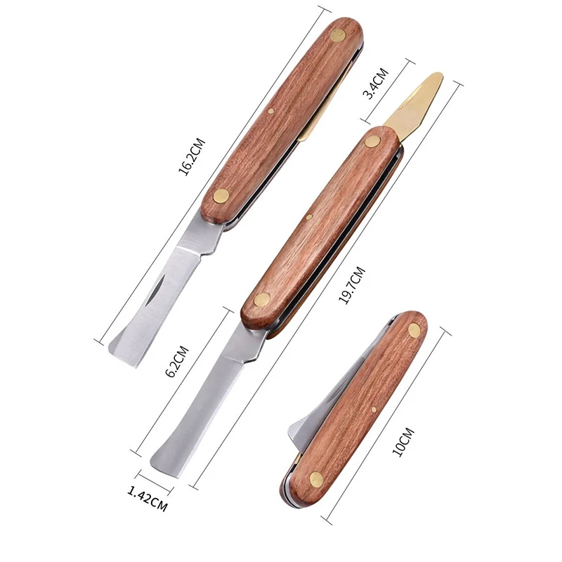 Description Picture 5 of itemGrafting Tools Foldable Grafting Pruning Knife Professional Garden Grafting Cutter Stainless Steel Wooden Handle Knife Tool