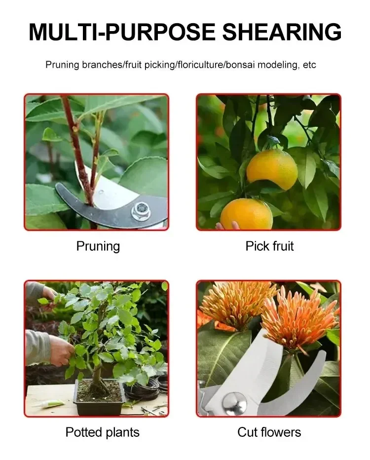 Garden Pruner Pruning Shears Multifunctional with Stainless Steel Blade