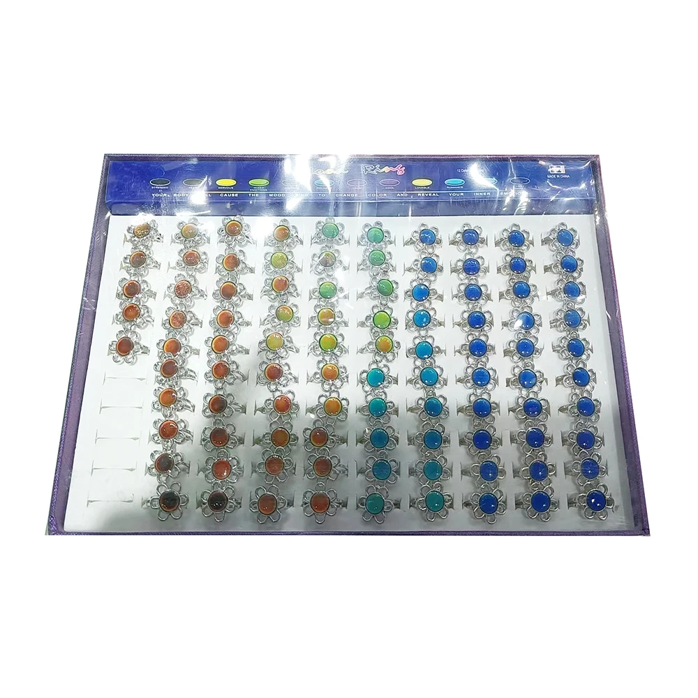 100pcs/Box Sunflower Mood Ring Adjustable Niche Can Change Color Gothic Jewelry Wholesale