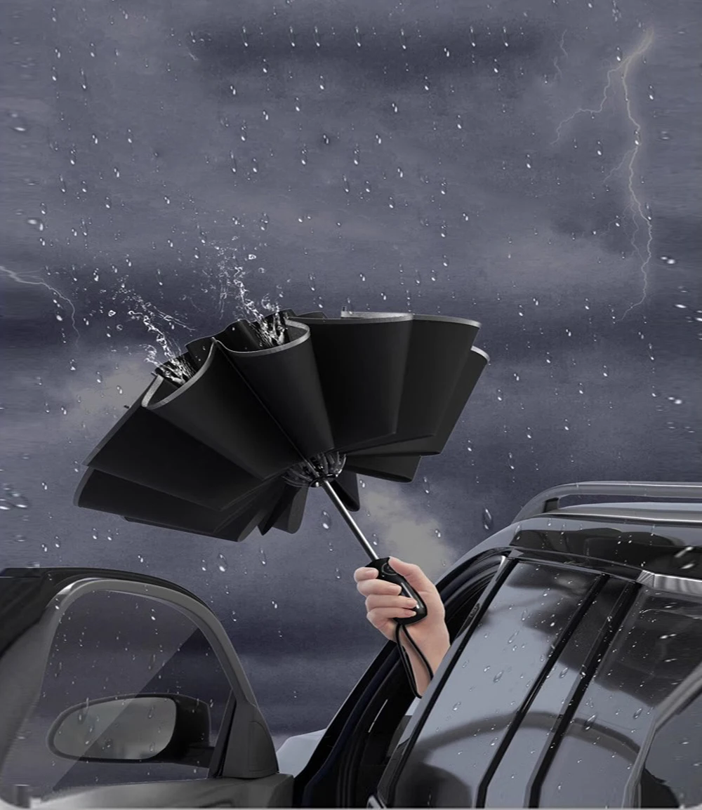 New Big Automatic Man Folding Umbrella Reinforced Luxury Inverted Parasol Umbrella Lightweight Parapluie Rain Gear
