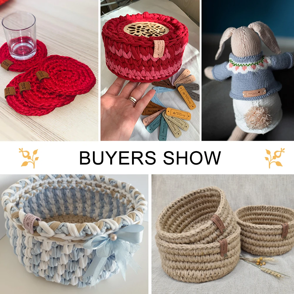 20Pcs Ball of Yarn Leather Label For Clothes Handmade Labels Hand Made Tags Knitting Hat DIY Gifts Bags Sew Accessories 2*5CM