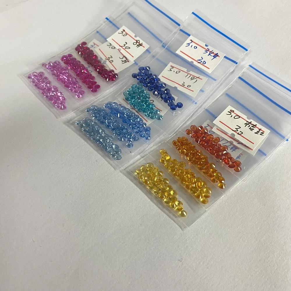 Meisidian 5A Quality 13 Color Brilliant Round 3mm Lab Rainbow Sapphire Loose Gemstone Ring Making