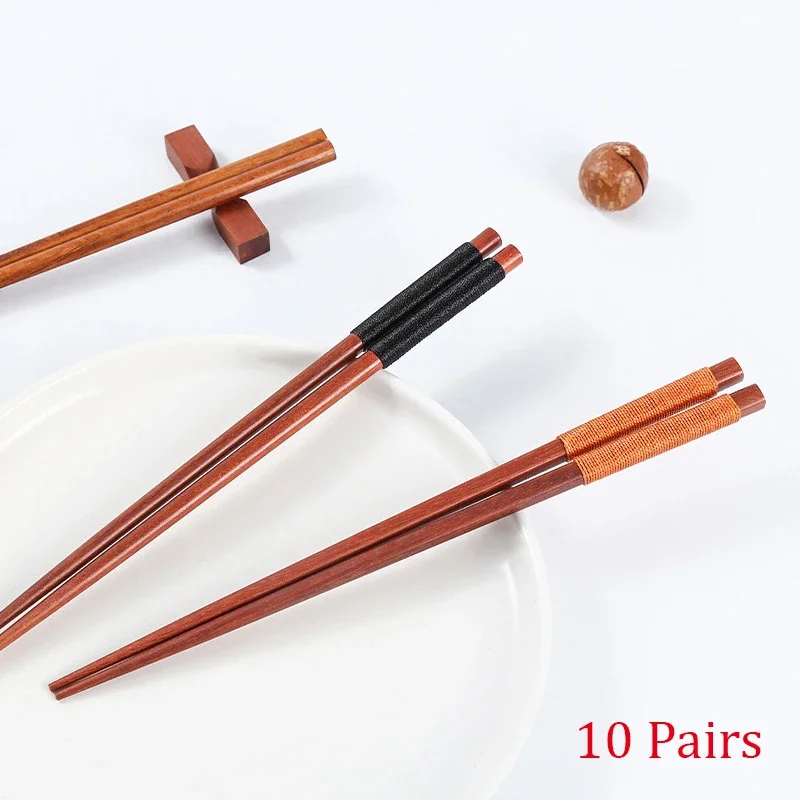 

2023 New 10 pair Creative Japanese Kazuki chopsticks Twisted beech pointed chopsticks roll off red sandalwood wood