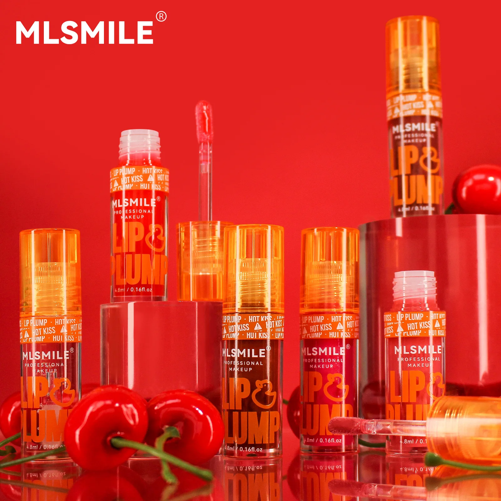 MLSMILE Duck Lip Plump Lip Oil Moisturizing Lip Gloss Mirror Water nature long-lasting Gloss Gloss Pearl Lip Glaze Set 2