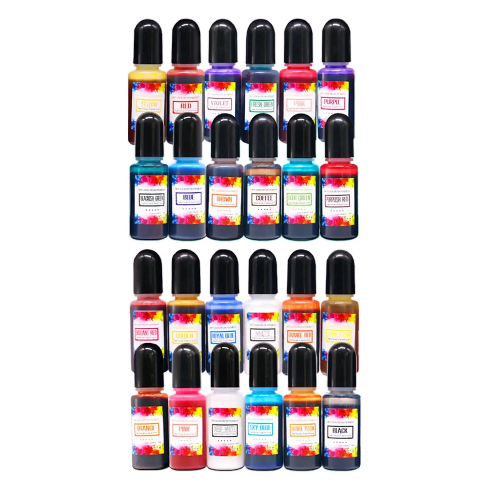 24개 잉크 세트 에폭시 레진 색소 기반 잉크 10ml 레진 착색액 염료 컬러 스크랩북 DIY 아트 공예 페인트