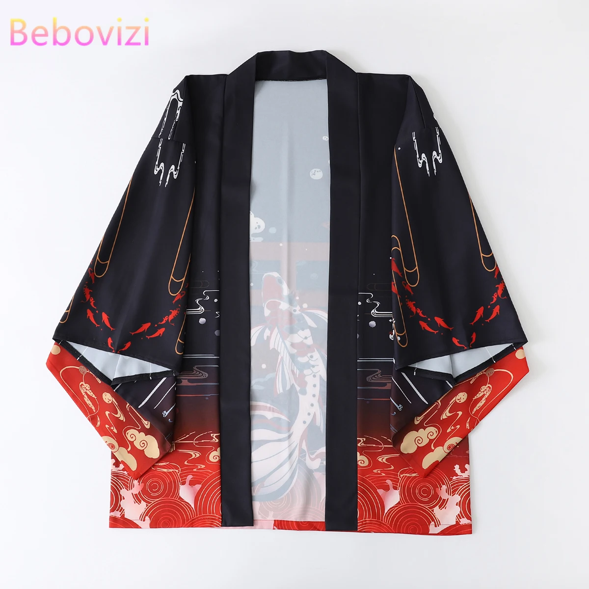 Summer Carp Printing Loose Japanese Streetwear Cardigan Women Men Harajuku Haori Kimono Cosplay Blouse Top Yukata