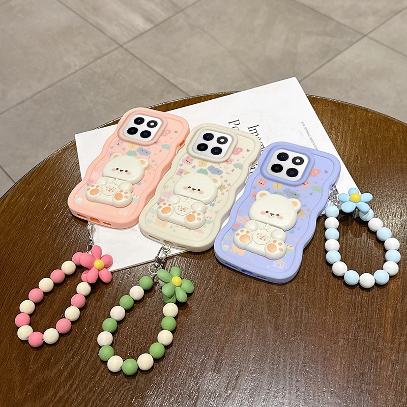 Silicone Cartoon Animal Wavy Phone Case with Lanyard